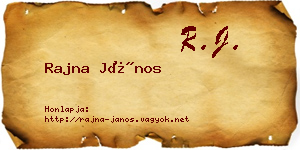 Rajna János névjegykártya